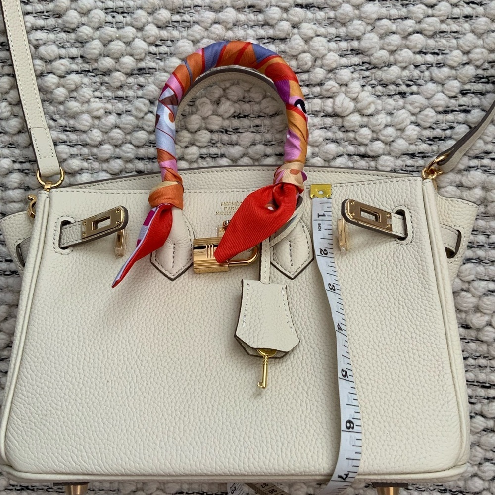 Cream Pebbled Leather Inspired 25 Birkin - Picture 5 of 12